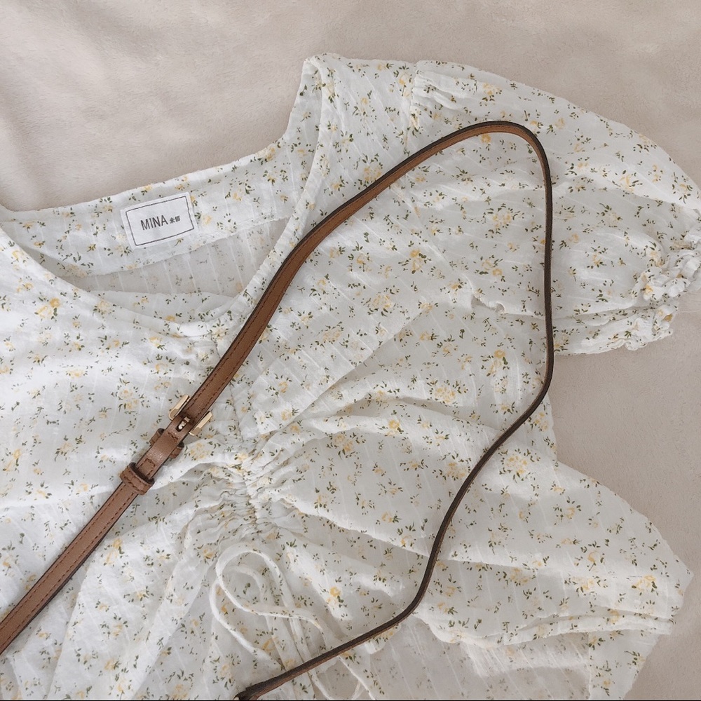 Drawstring Floral Top
